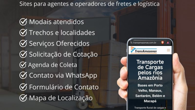 Criamos Sites Profissionais para Empresas de Fretes e Logística Site Fretes logistica